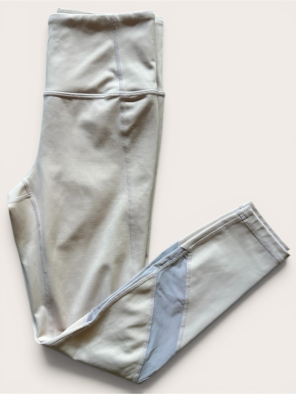 Athleta XS High Rise Mesh Panel Leggings Blush Neutral